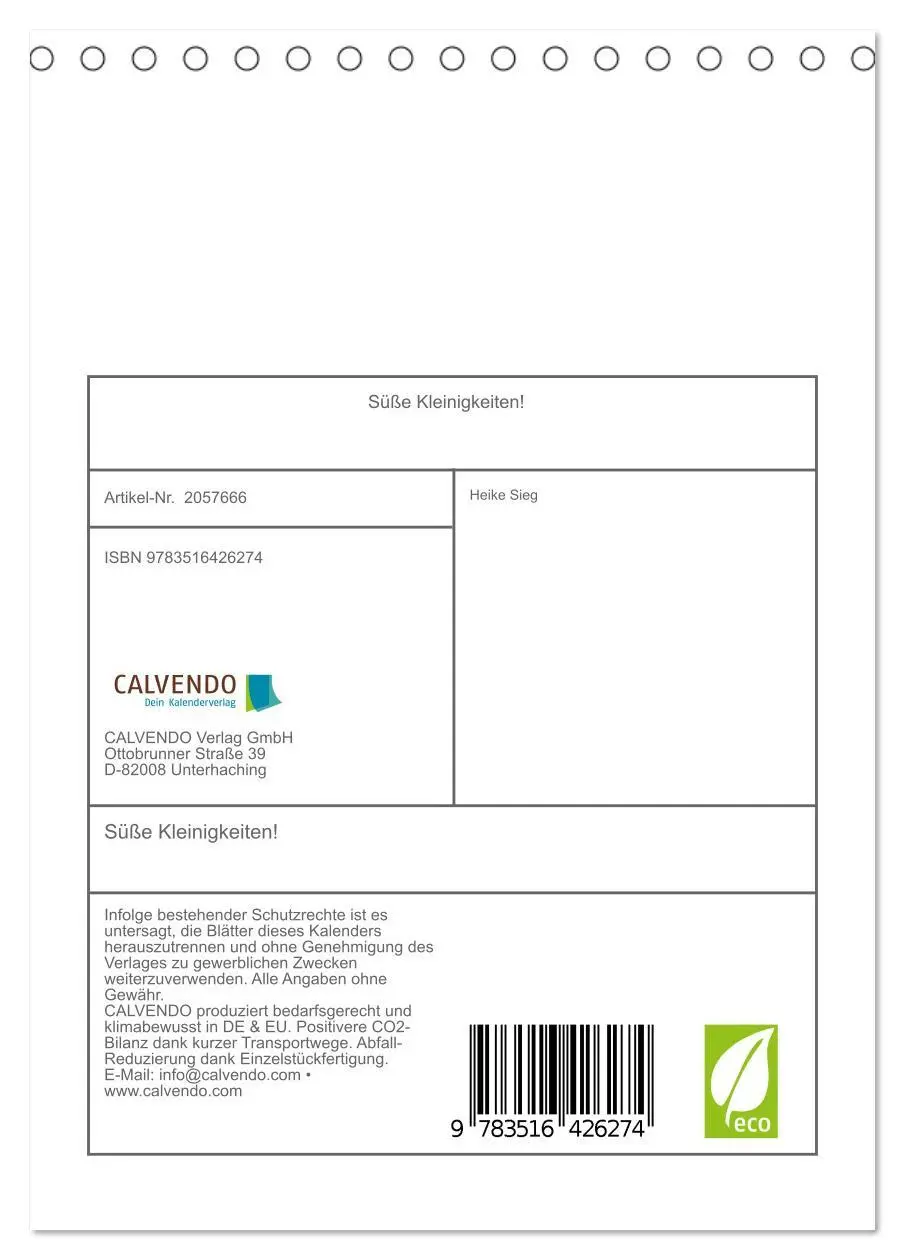 Bild: 9783516426274 | Süße Kleinigkeiten! (Tischkalender 2026 DIN A5 hoch), CALVENDO...