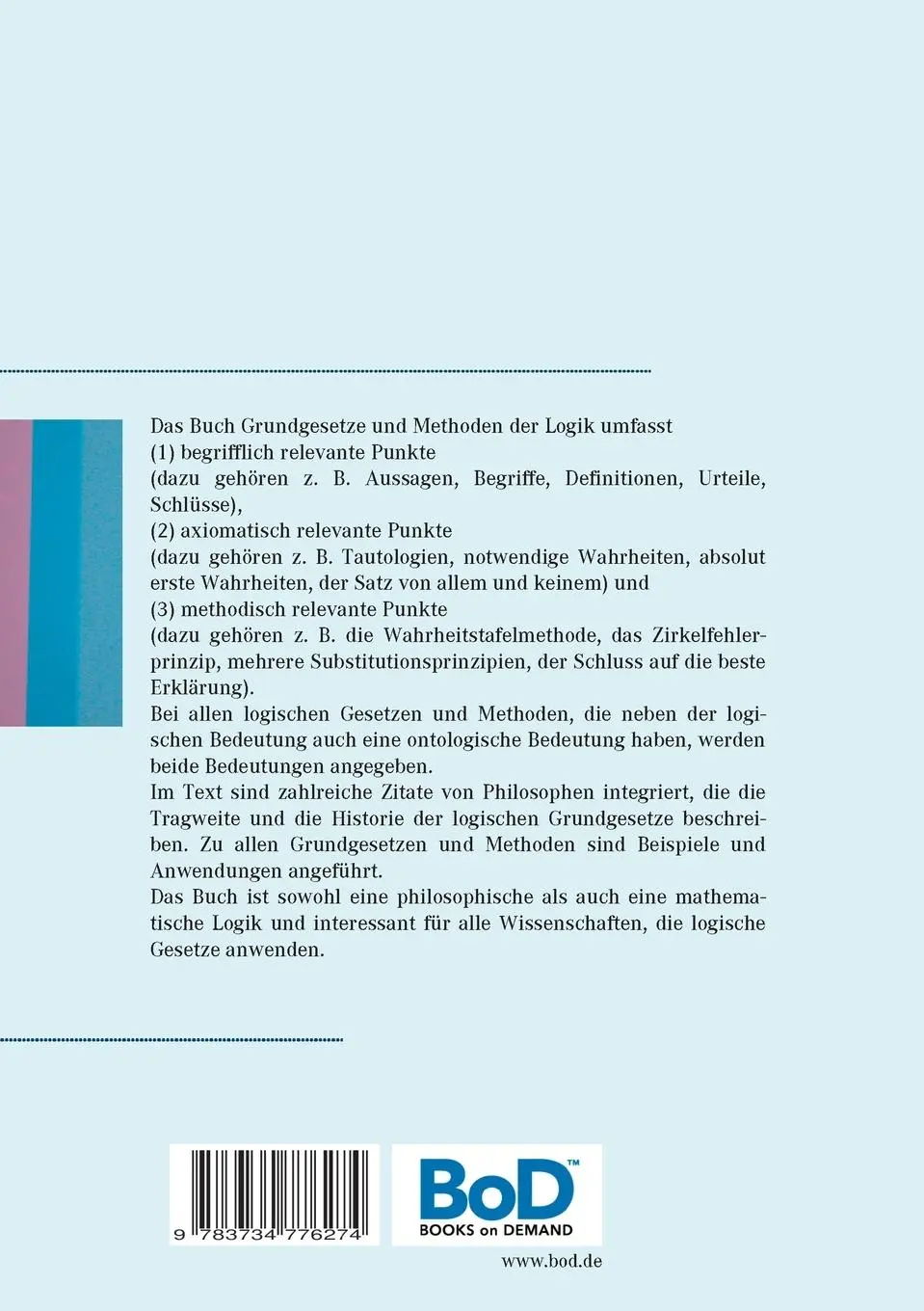 Rückseite: 9783734776274 | Grundgesetze und Methoden der Logik | Reinhard Gobrecht | Taschenbuch