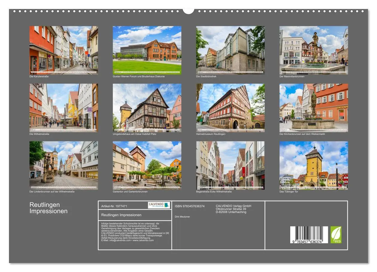 Bild: 9783457636374 | Reutlingen Impressionen (Wandkalender 2026 DIN A2 quer), CALVENDO...