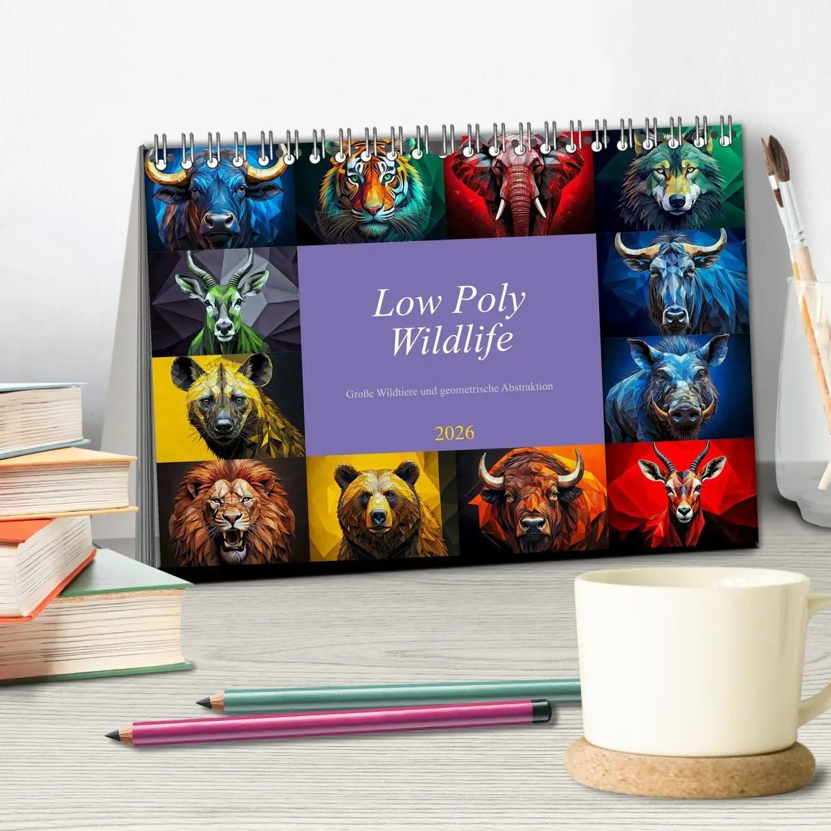 Bild: 9783516726374 | Low Poly Wildlife (Tischkalender 2026 DIN A5 quer), CALVENDO...