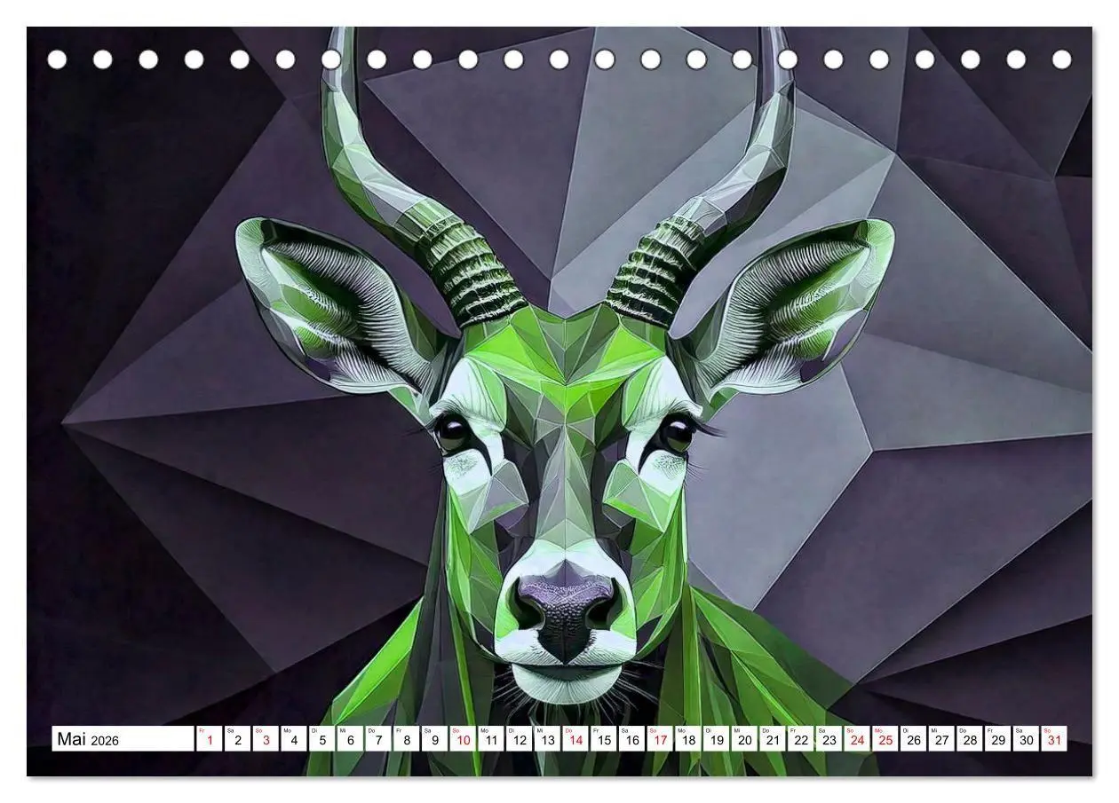 Bild: 9783516726374 | Low Poly Wildlife (Tischkalender 2026 DIN A5 quer), CALVENDO...