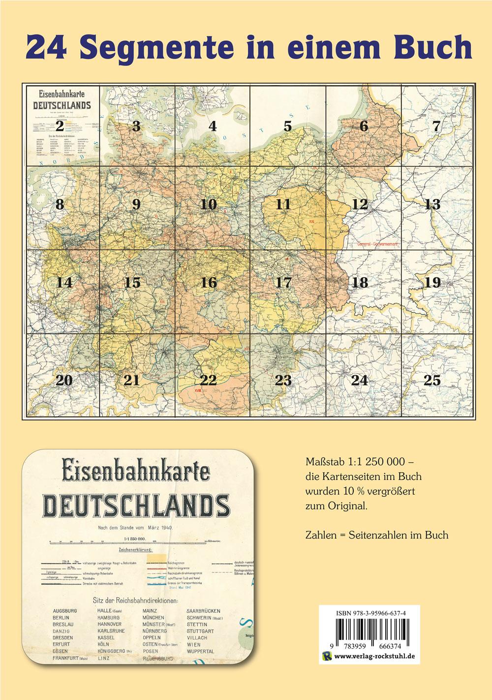 Rückseite: 9783959666374 | ATLAS DR März 1940 - Eisenbahnkarte Deutschland | Harald Rockstuhl