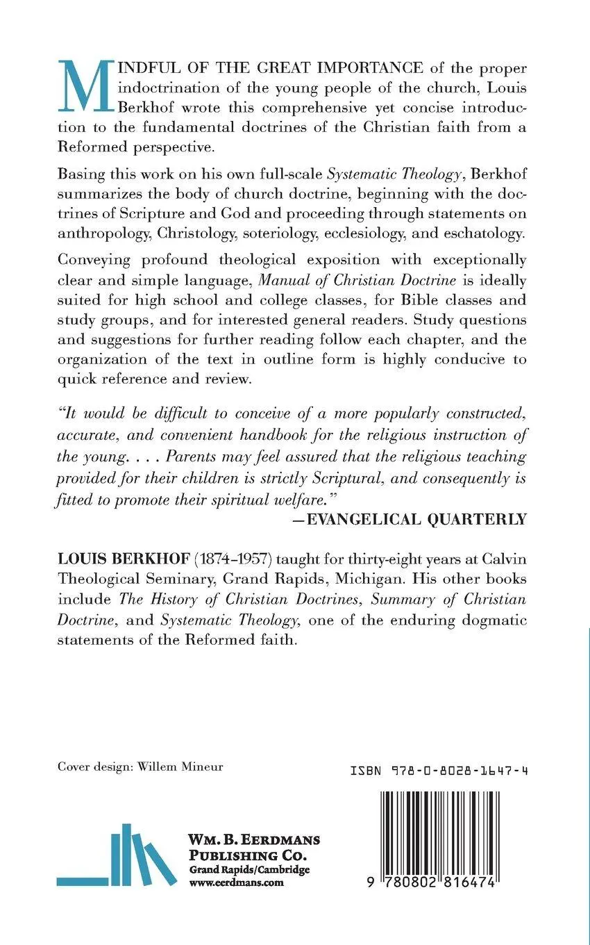 Rückseite: 9780802816474 | Manual of Christian Doctrine | Louis Berkhof | Taschenbuch | Englisch