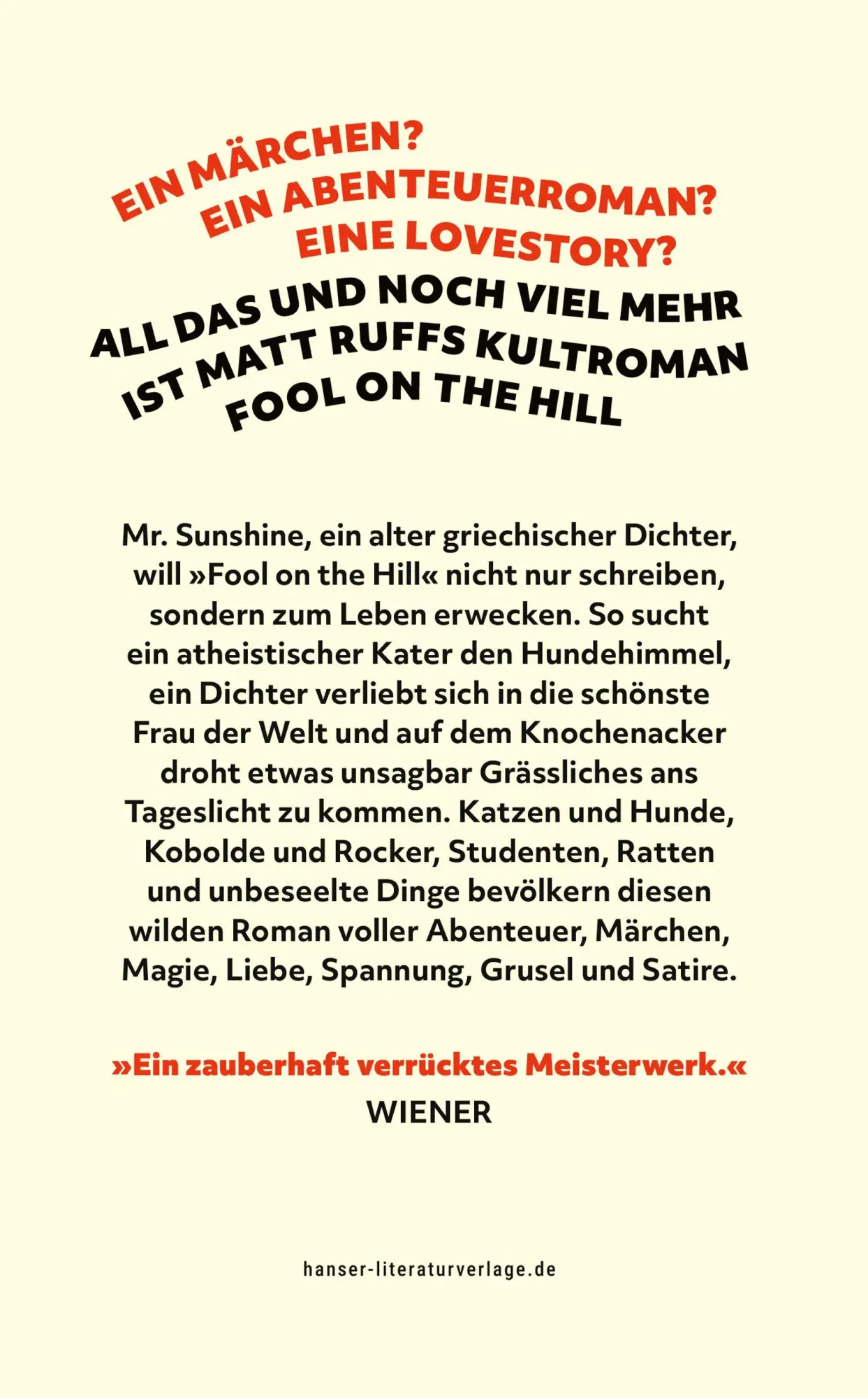 Bild: 9783446286474 | Fool on the Hill | Roman | Matt Ruff | Taschenbuch | 576 S. | Deutsch