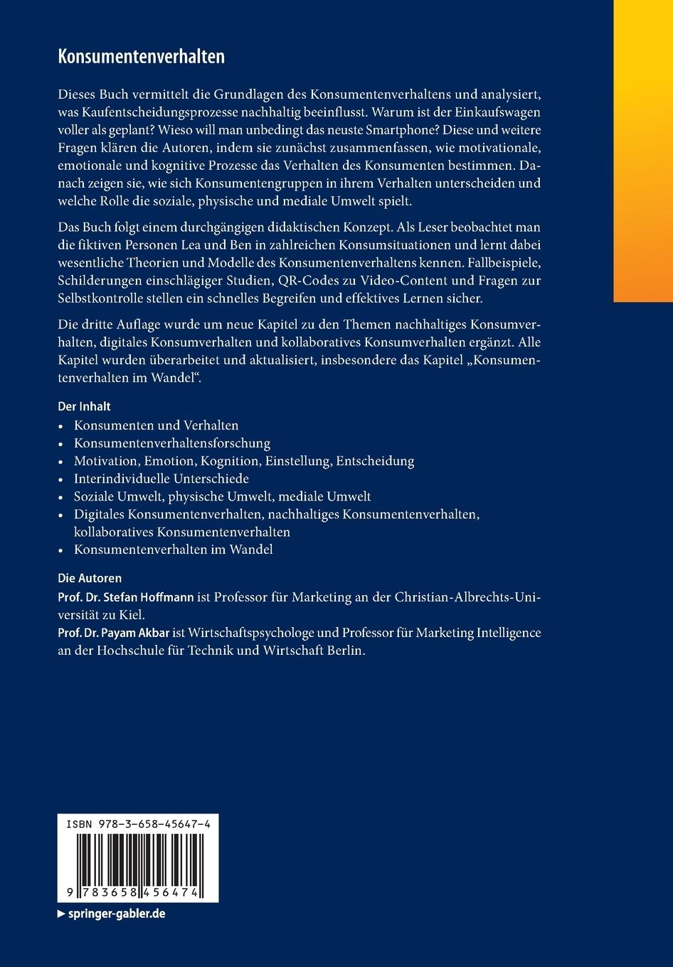 Rückseite: 9783658456474 | Konsumentenverhalten | Payam Akbar (u. a.) | Bundle | 1 Taschenbuch