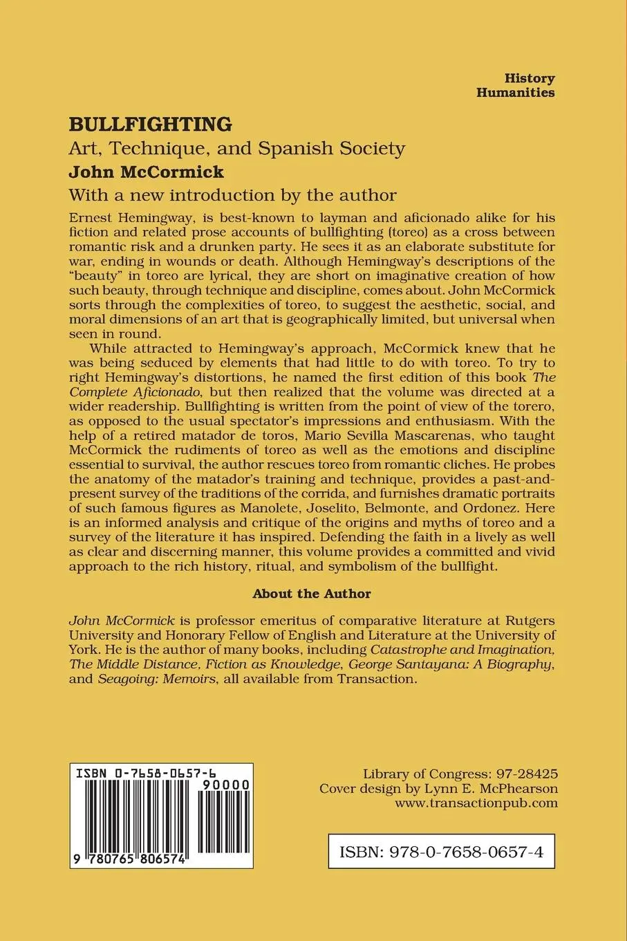 Rückseite: 9780765806574 | Bullfighting | Art, Technique and Spanish Society | John Mccormick
