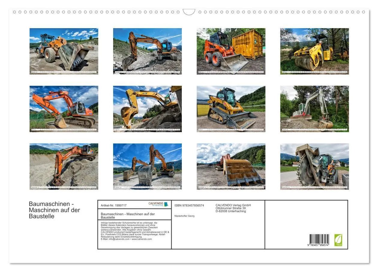 Bild: 9783457856574 | Baumaschinen - Maschinen auf der Baustelle (Wandkalender 2026 DIN...