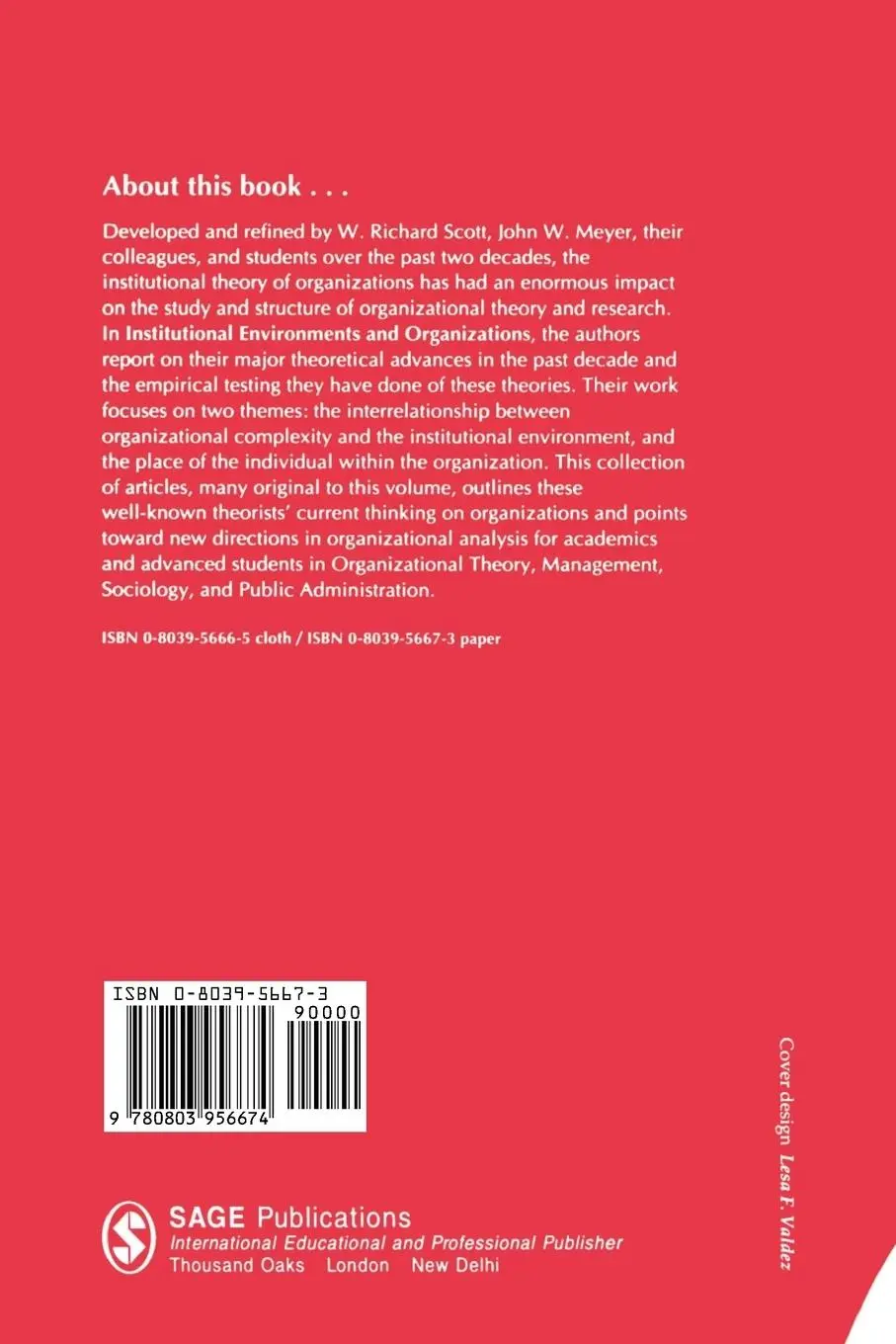 Rückseite: 9780803956674 | Institutional Environments and Organizations | Scott (u. a.) | Buch