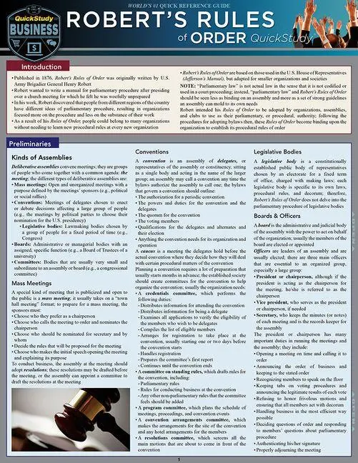 Cover: 9781423216674 | Robert's Rules of Order Quick Study | Inc. BarCharts | Broschüre