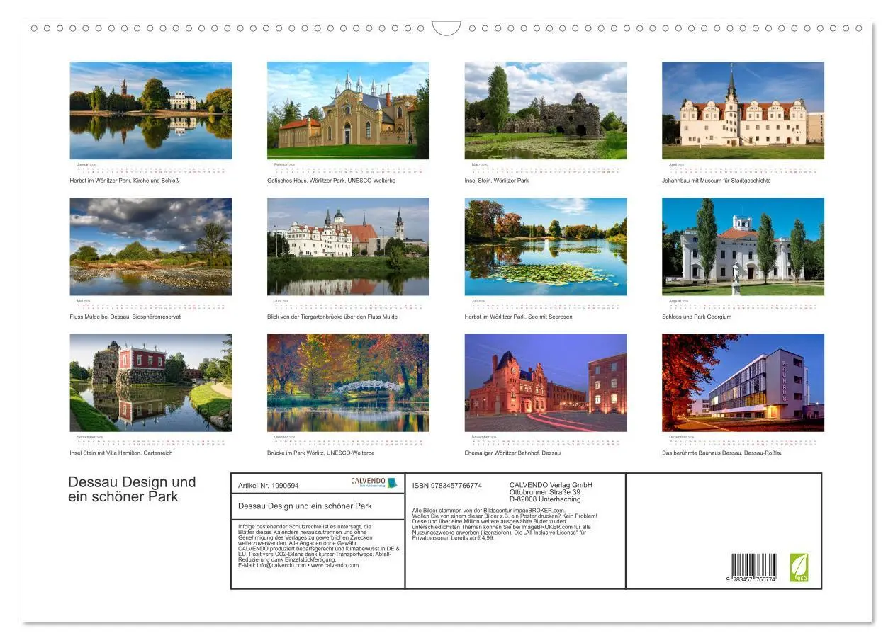 Bild: 9783457766774 | Dessau Design und ein schöner Park (Wandkalender 2026 DIN A2 quer),...