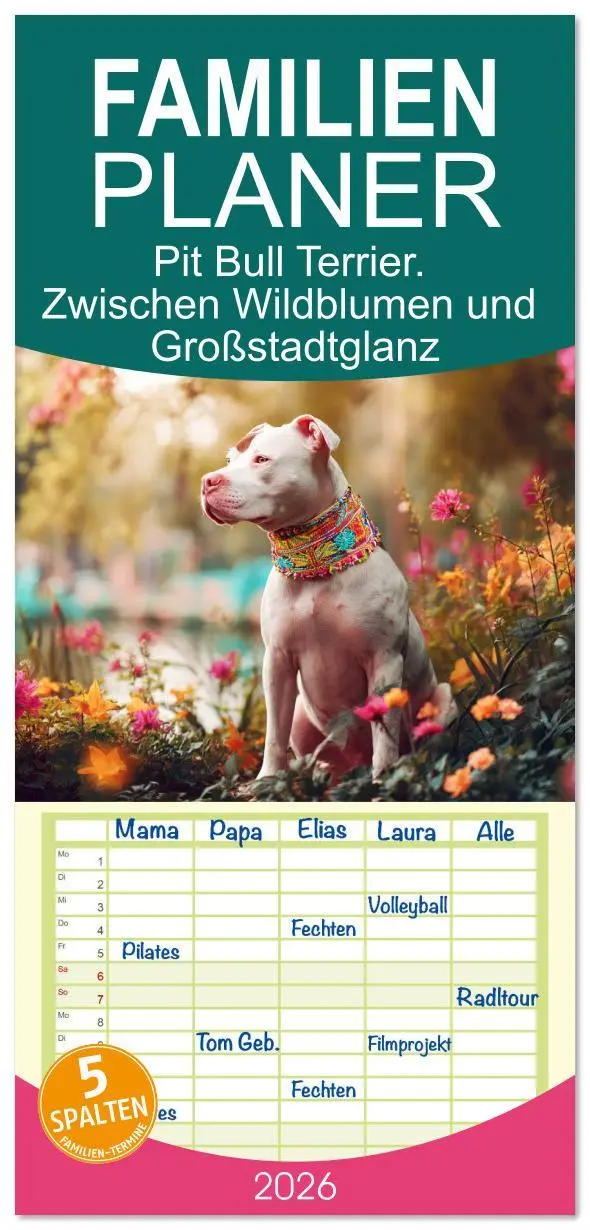Cover: 9783516616774 | Familienplaner 2026 - Pit Bull Terrier. Zwischen Wildblumen und...