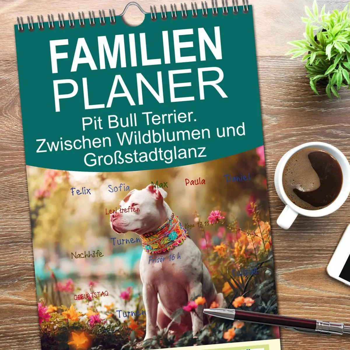 Bild: 9783516616774 | Familienplaner 2026 - Pit Bull Terrier. Zwischen Wildblumen und...