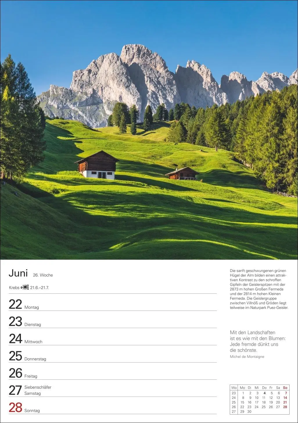 Bild: 9783840036774 | Südtirol Wochenplaner 2026 - Eine Reise in 53 Bildern | Ulrike Issel