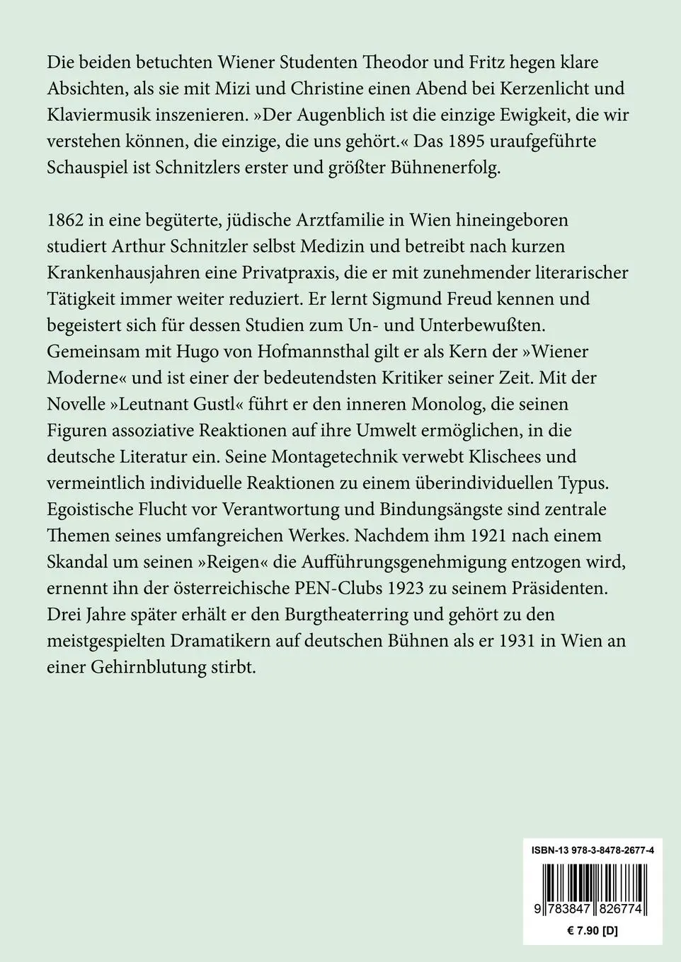 Rückseite: 9783847826774 | Liebelei (Großdruck) | Schauspiel in drei Akten | Arthur Schnitzler