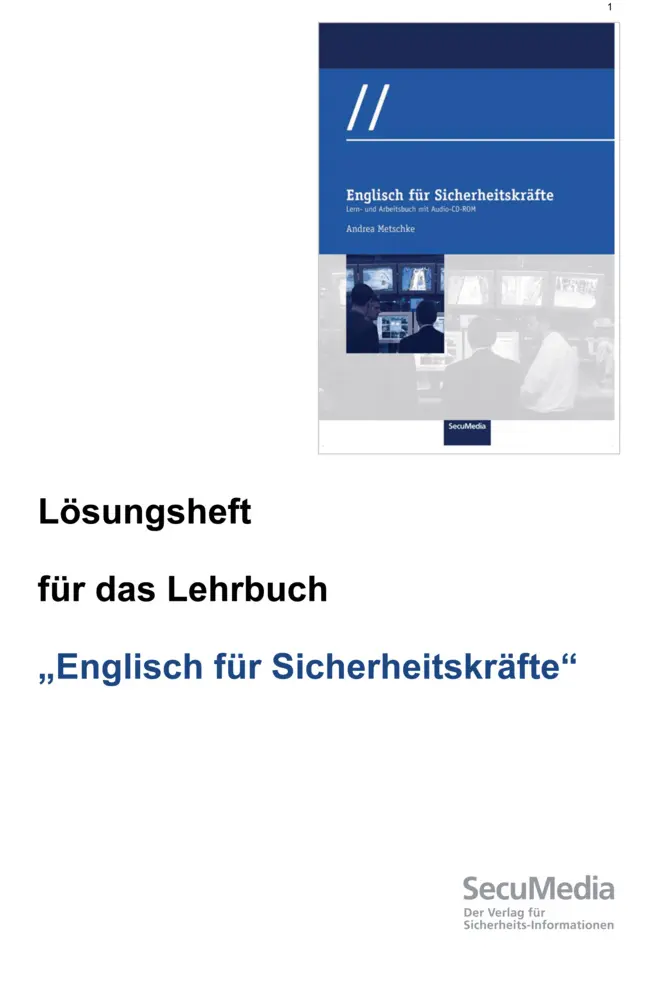 Cover: 9783922746874 | Englisch für Sicherheitskräfte | Lösungsheft für das Lehrbuch | 75 S.