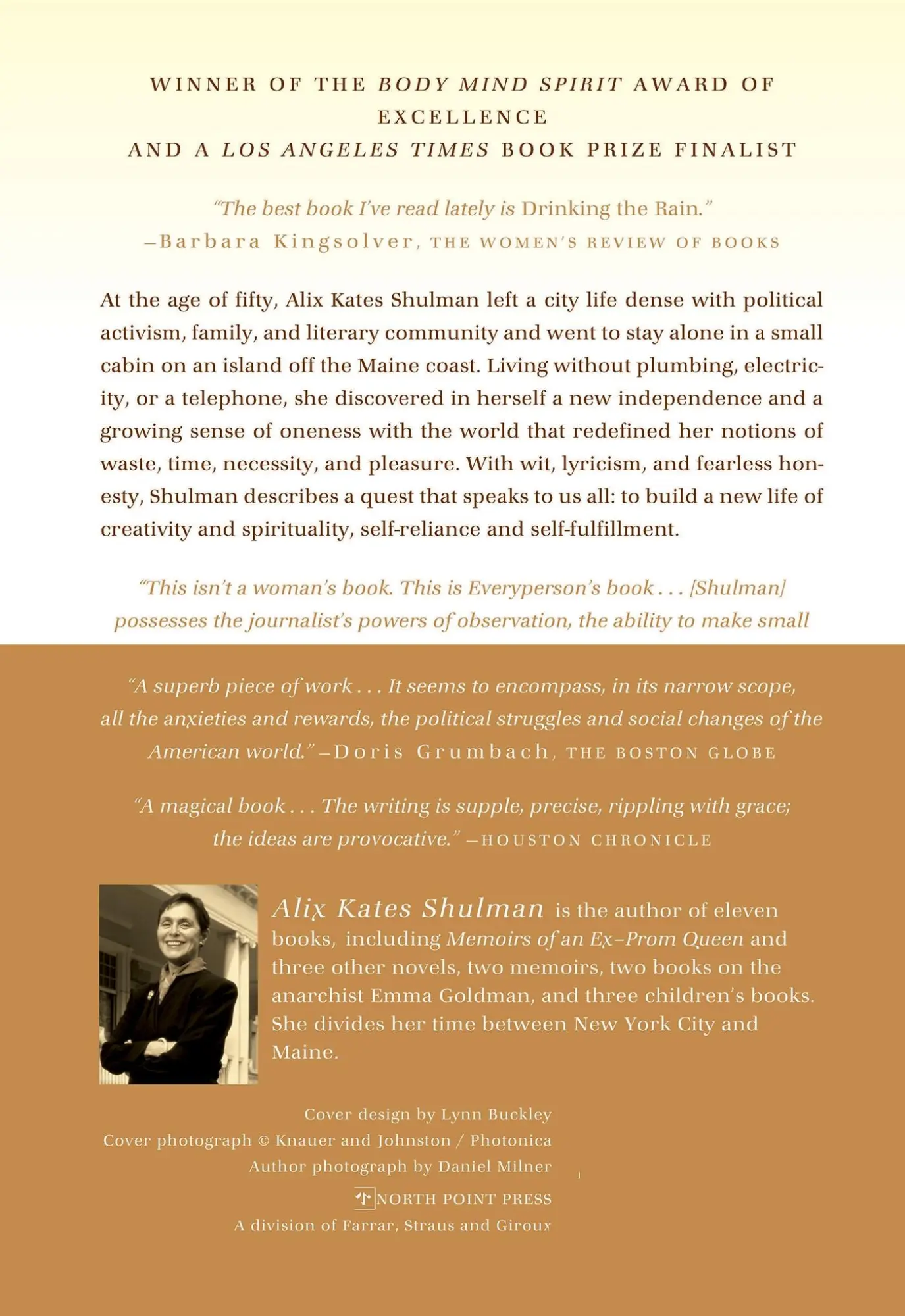Rückseite: 9780865476974 | Drinking the Rain | Alix Shulman | Taschenbuch | Englisch | 2004