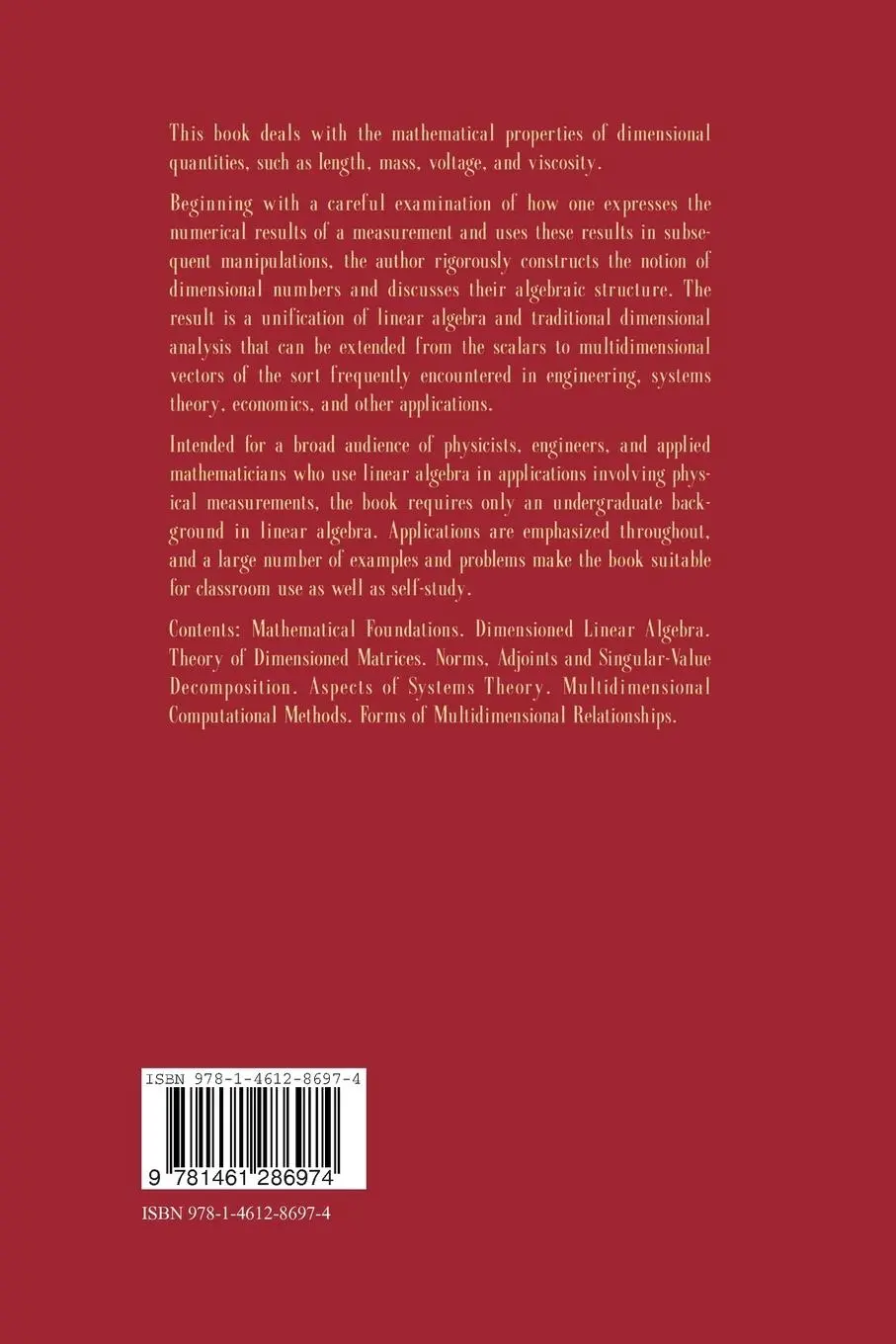 Rückseite: 9781461286974 | Multidimensional Analysis | George W. Hart | Taschenbuch | xii | 2012