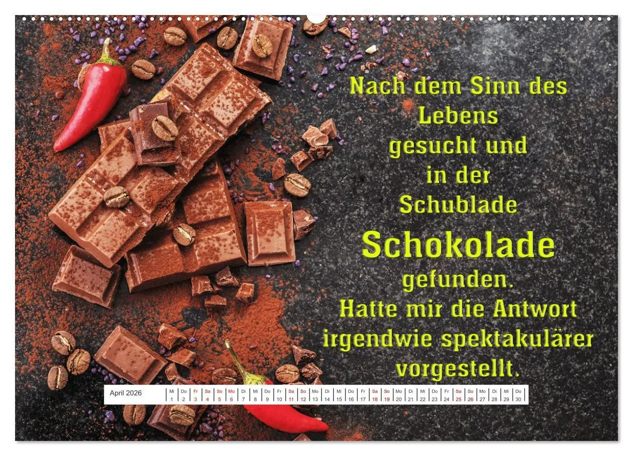 Bild: 9783457436974 | Schokoladen-Poesie (hochwertiger Premium Wandkalender 2026 DIN A2...