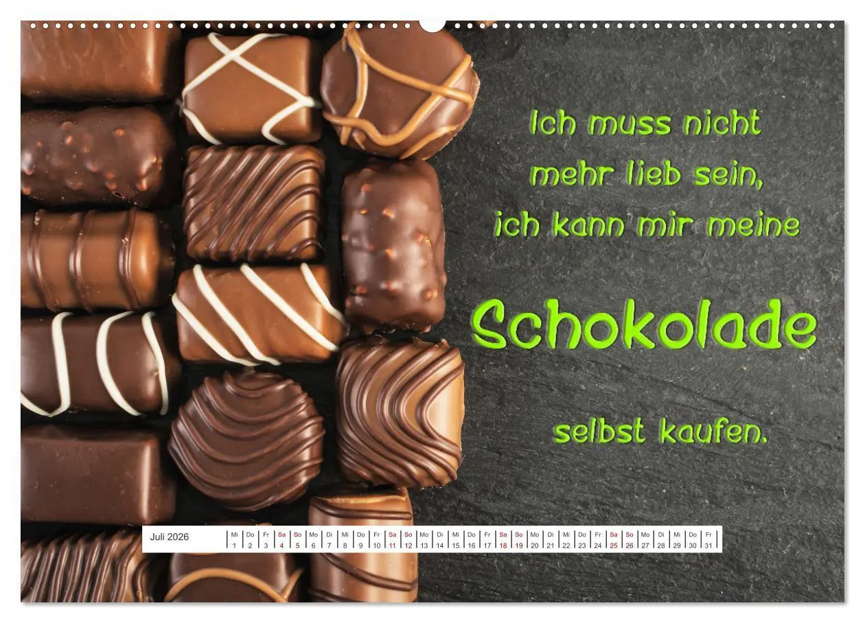 Bild: 9783457436974 | Schokoladen-Poesie (hochwertiger Premium Wandkalender 2026 DIN A2...