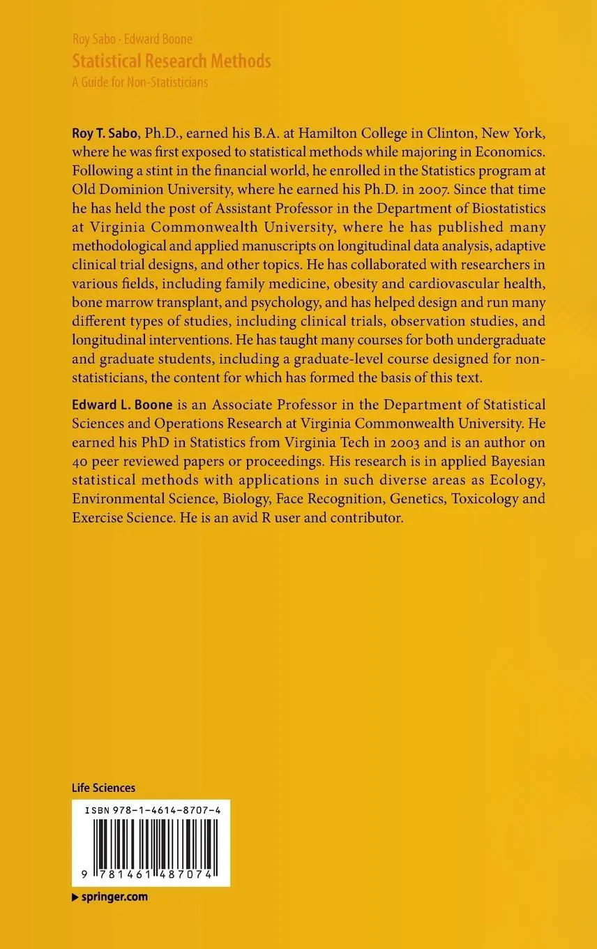 Rückseite: 9781461487074 | Statistical Research Methods | A Guide for Non-Statisticians | Buch