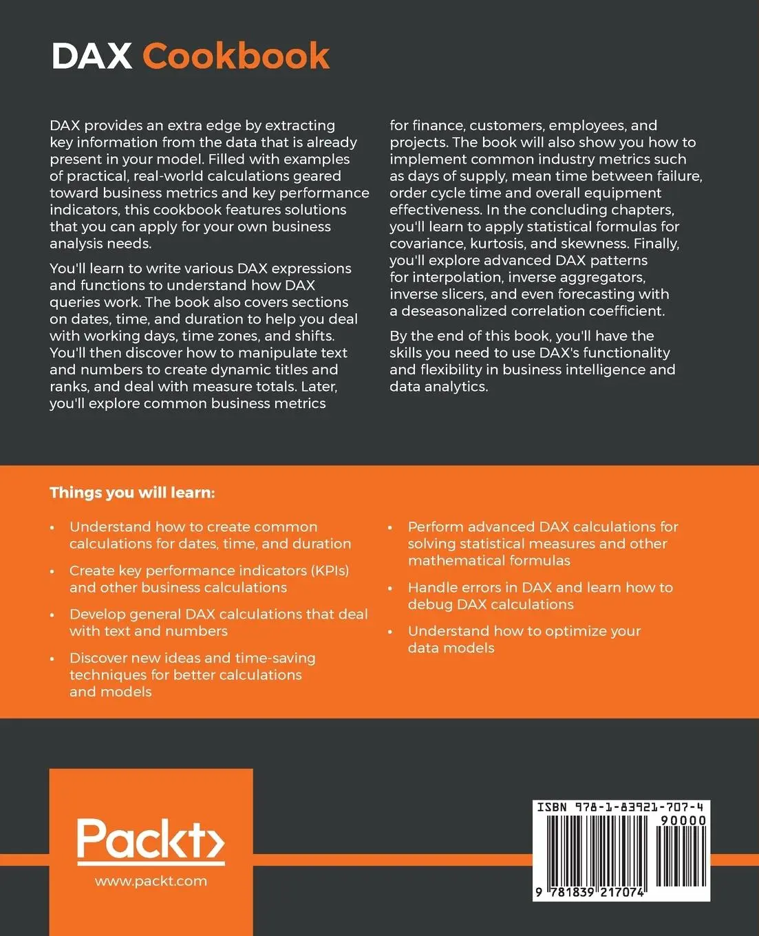 Rückseite: 9781839217074 | DAX Cookbook | Greg Deckler | Taschenbuch | Englisch | 2020