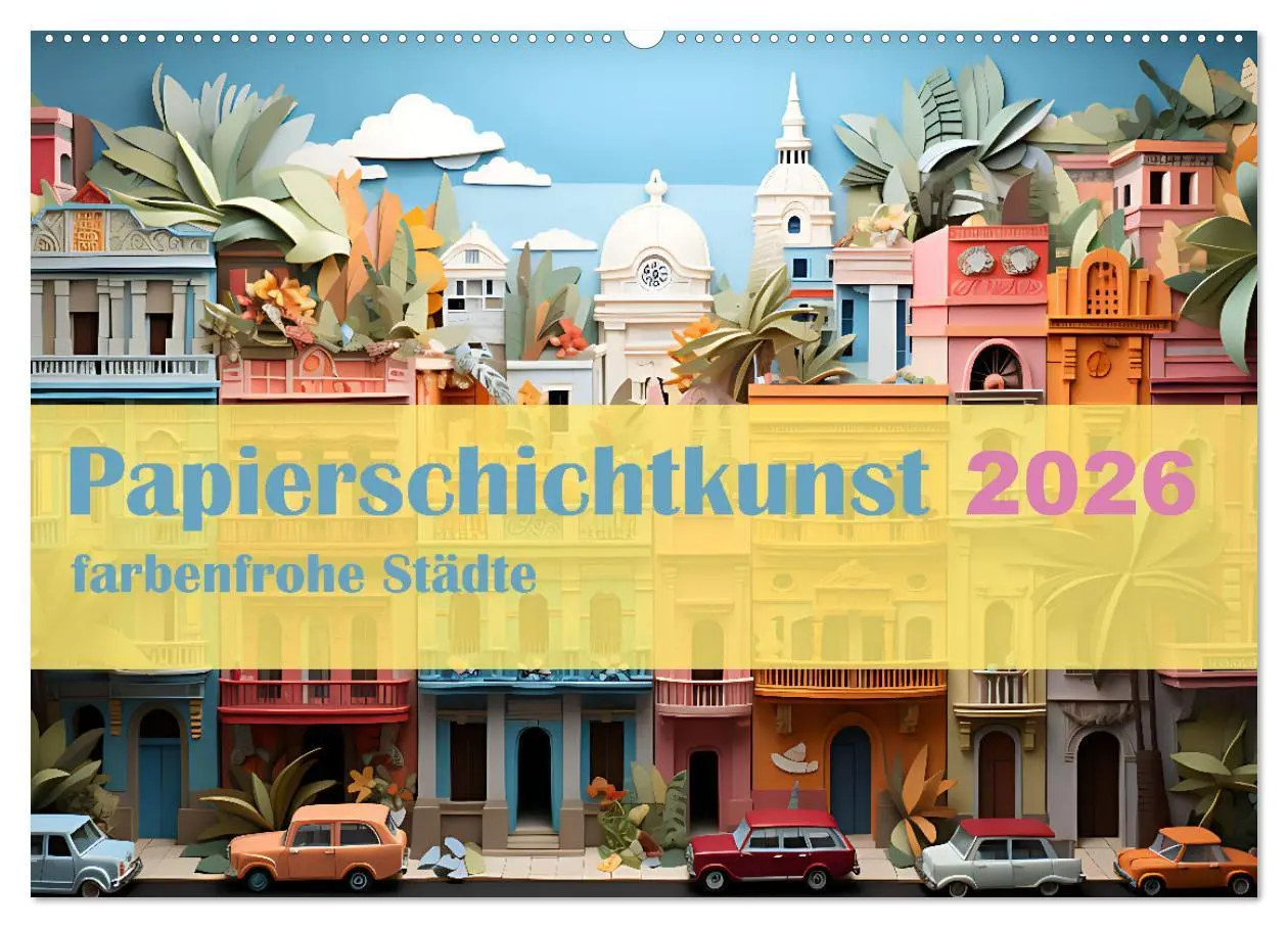 Cover: 9783457497074 | Papierschicktkunst - farbenfohe Städte (Wandkalender 2026 DIN A2...