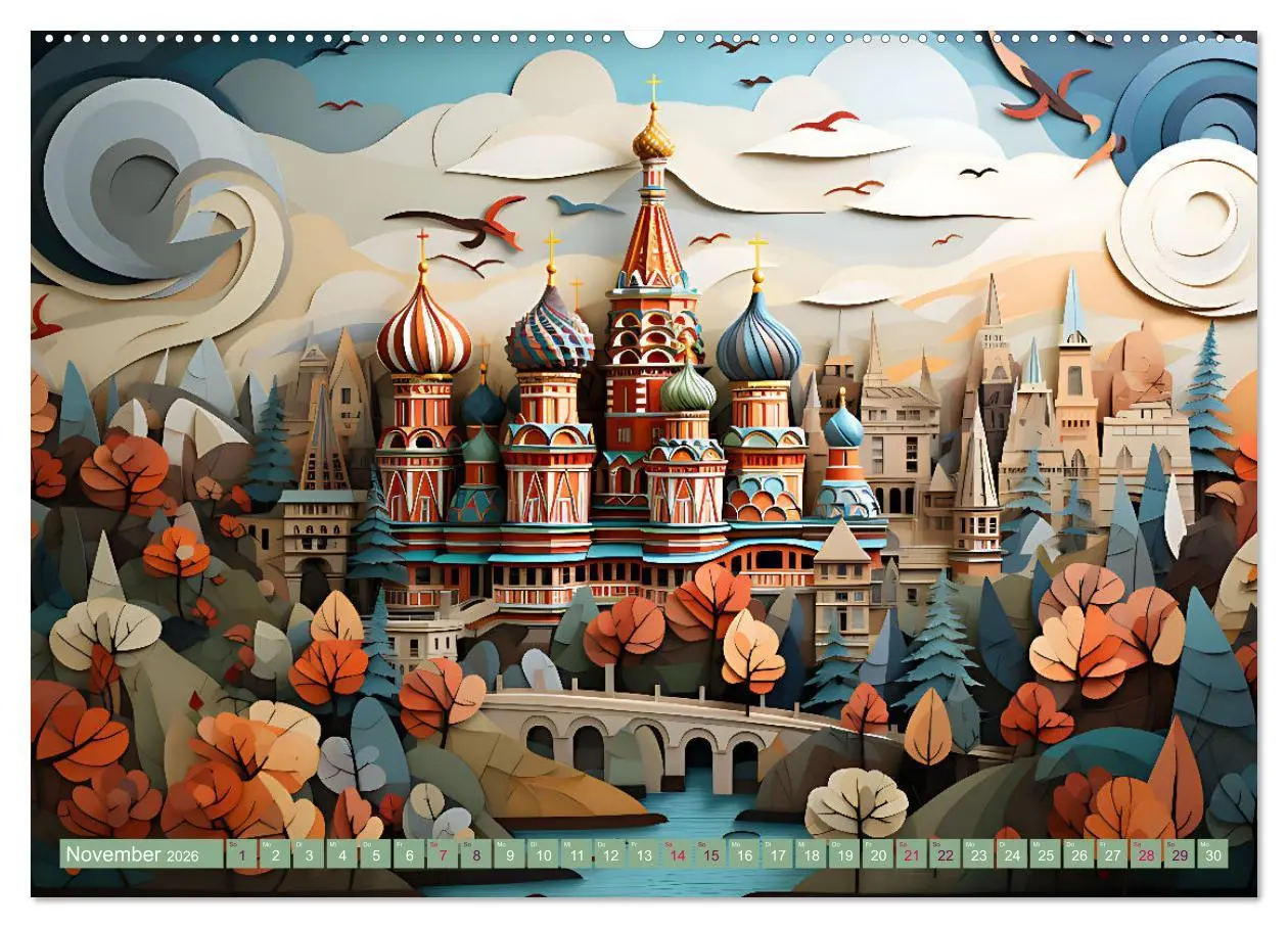 Bild: 9783457497074 | Papierschicktkunst - farbenfohe Städte (Wandkalender 2026 DIN A2...