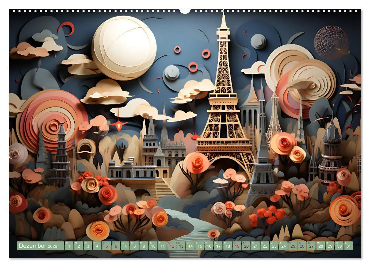 Bild: 9783457497074 | Papierschicktkunst - farbenfohe Städte (Wandkalender 2026 DIN A2...