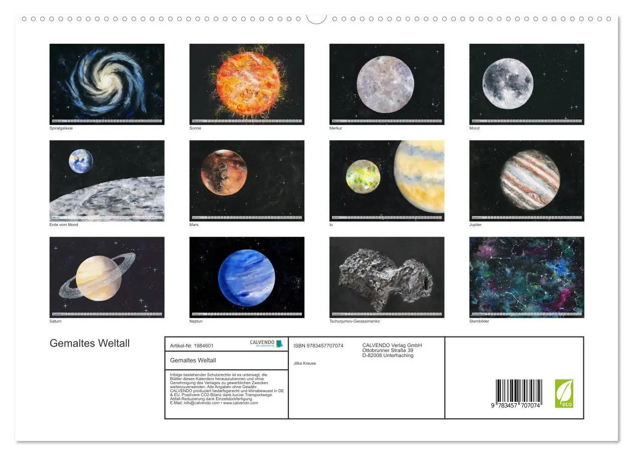Bild: 9783457707074 | Gemaltes Weltall (hochwertiger Premium Wandkalender 2026 DIN A2...
