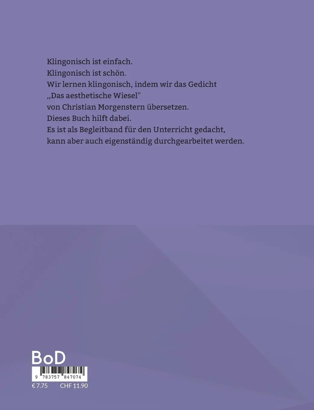 Rückseite: 9783757847074 | Der Klingonische Morgenstern | Martin Erik Horn | Taschenbuch | 68 S.