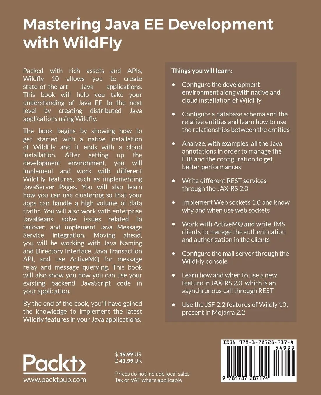 Rückseite: 9781787287174 | Mastering Java EE Development with WildFly | Luca Stancapiano | Buch