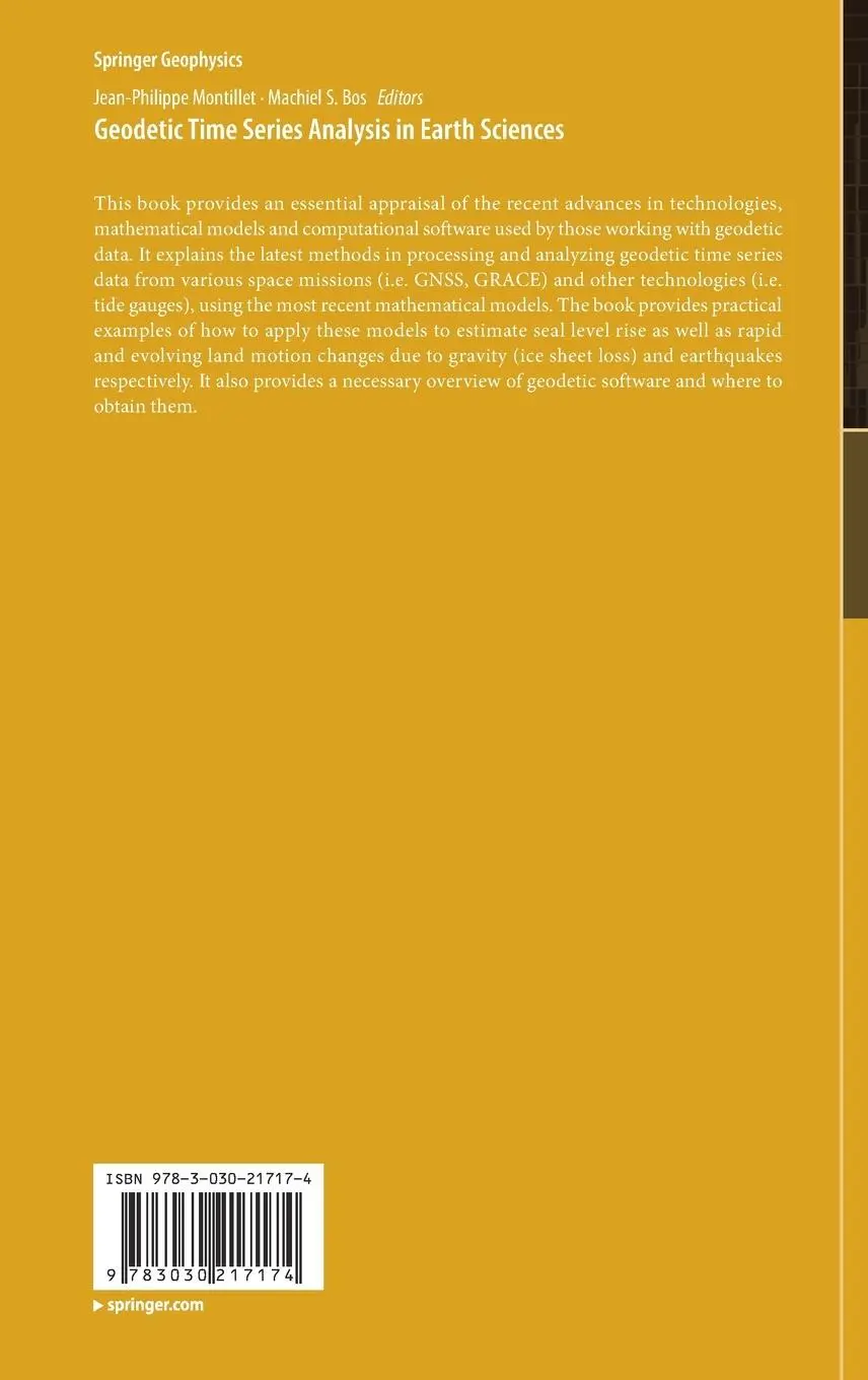 Rückseite: 9783030217174 | Geodetic Time Series Analysis in Earth Sciences | Bos (u. a.) | Buch