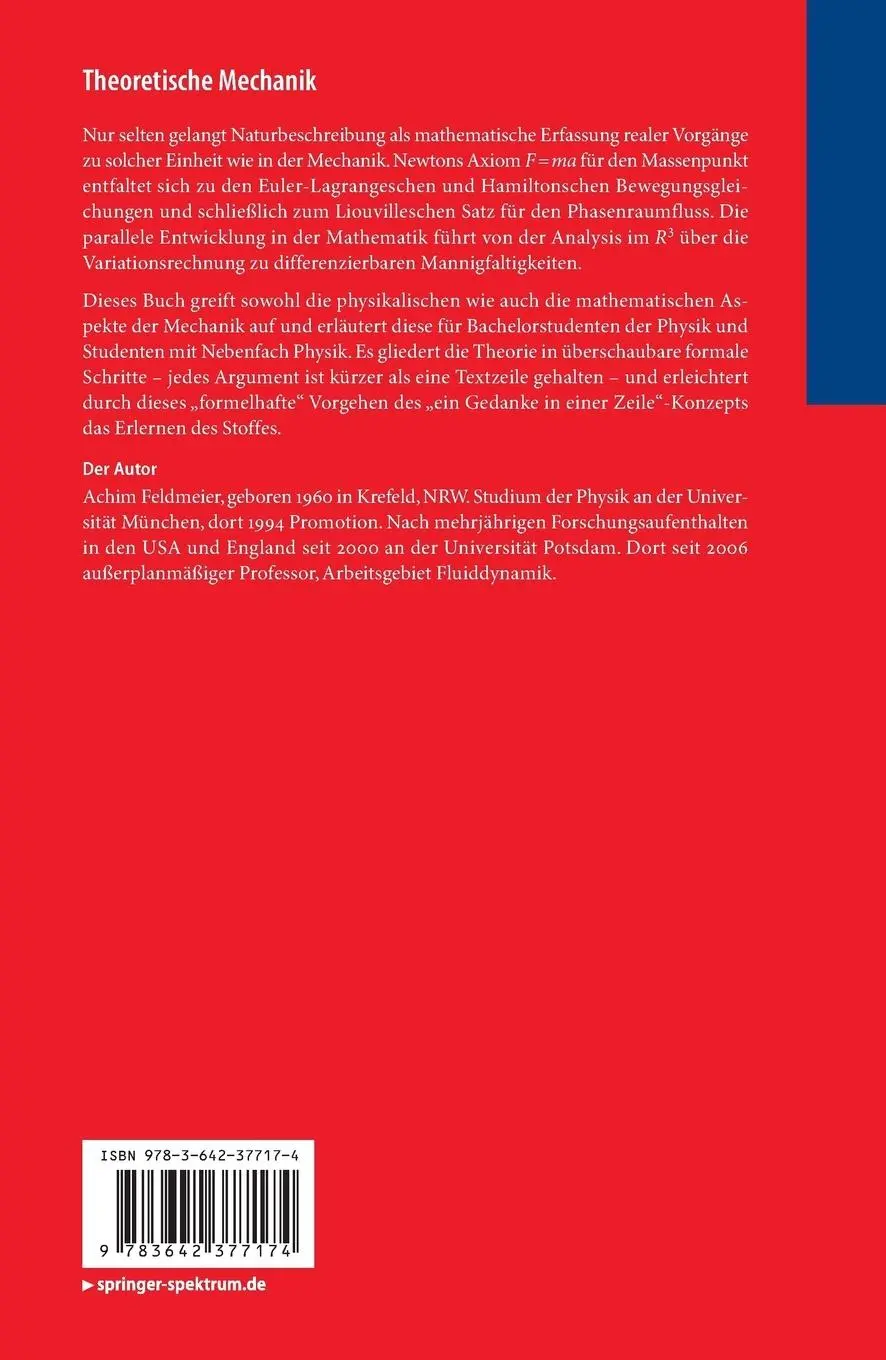 Rückseite: 9783642377174 | Theoretische Mechanik | Achim Feldmeier | Taschenbuch | Paperback | xv