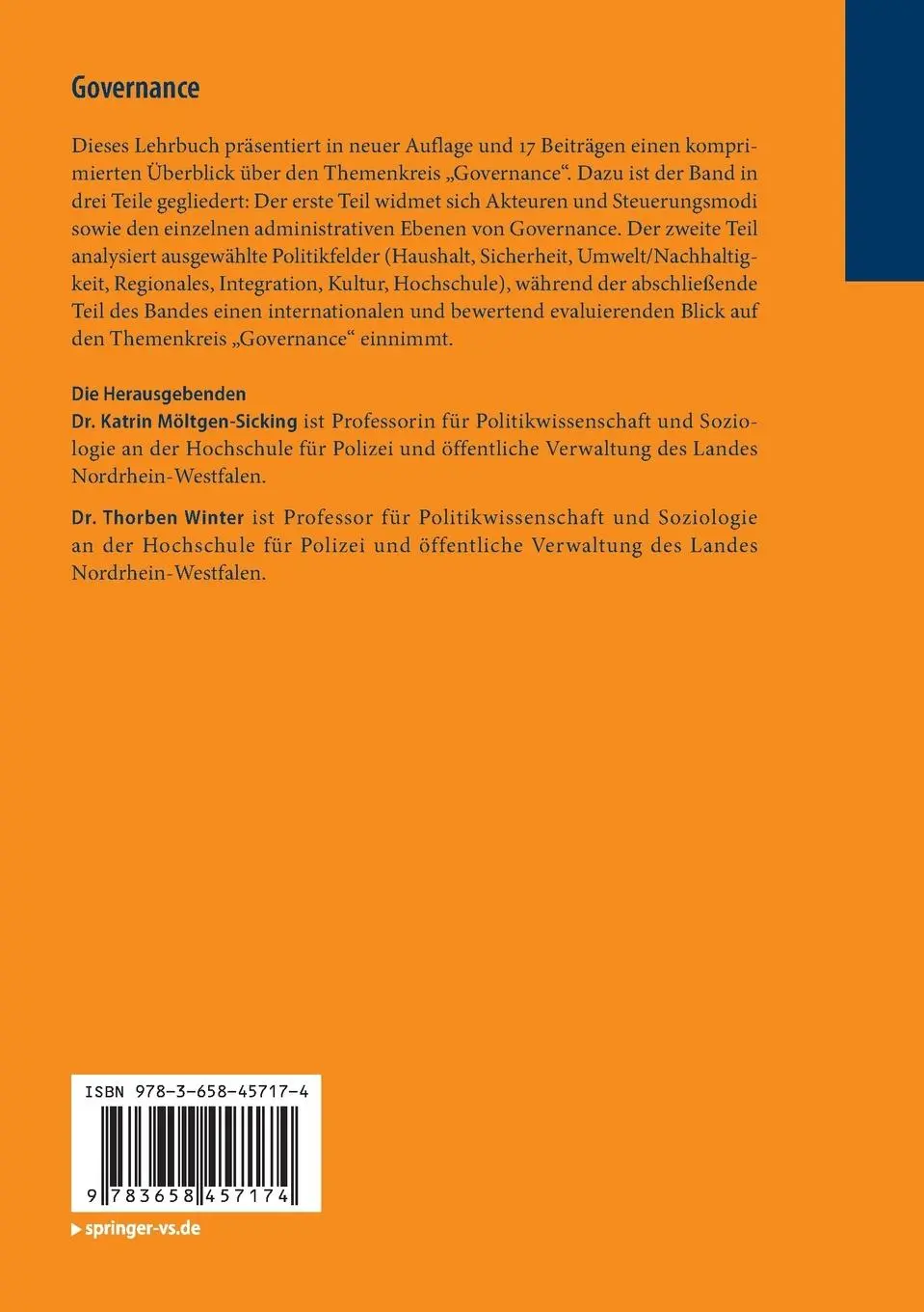 Rückseite: 9783658457174 | Governance | Eine Einführung in Grundlagen und Politikfelder | Buch