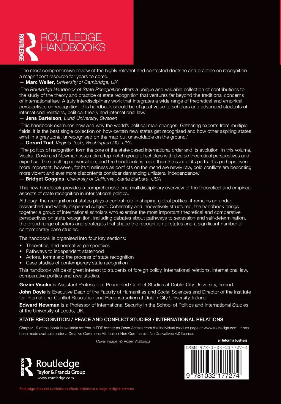 Rückseite: 9781032177274 | Routledge Handbook of State Recognition | Gëzim Visoka (u. a.) | Buch