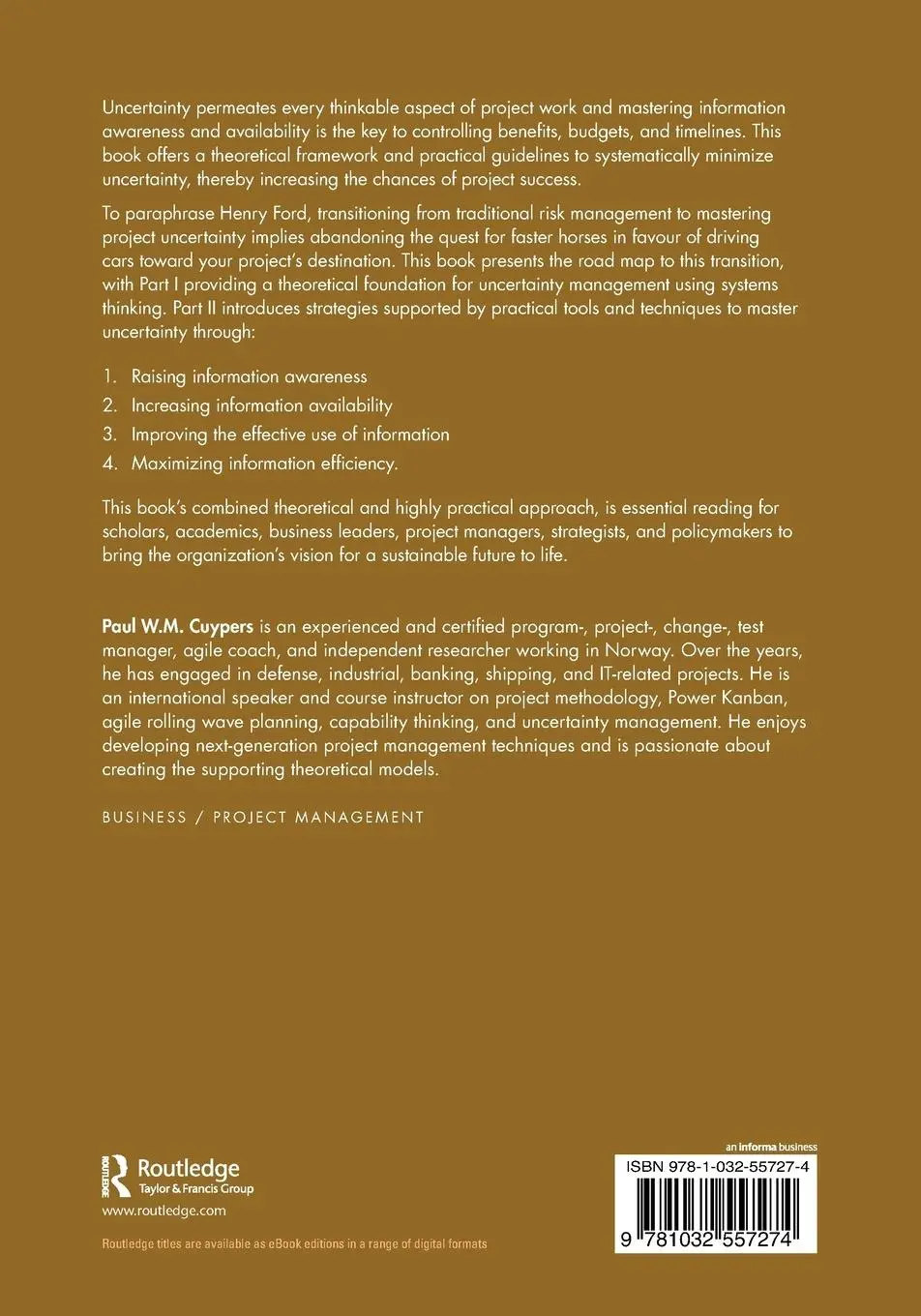 Rückseite: 9781032557274 | Mastering Project Uncertainty | A Systems Thinking Approach | Cuypers