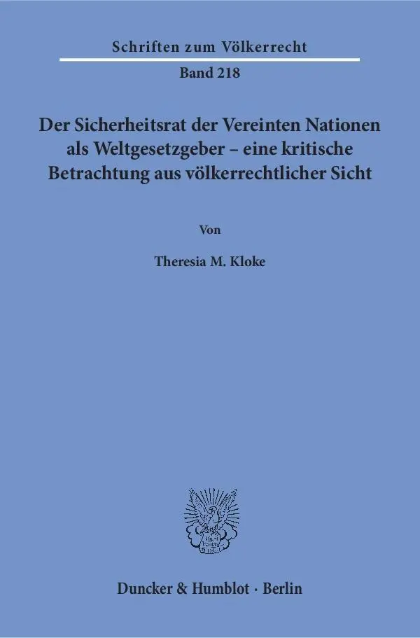 Cover: 9783428147274 | Der Sicherheitsrat der Vereinten Nationen als Weltgesetzgeber -...