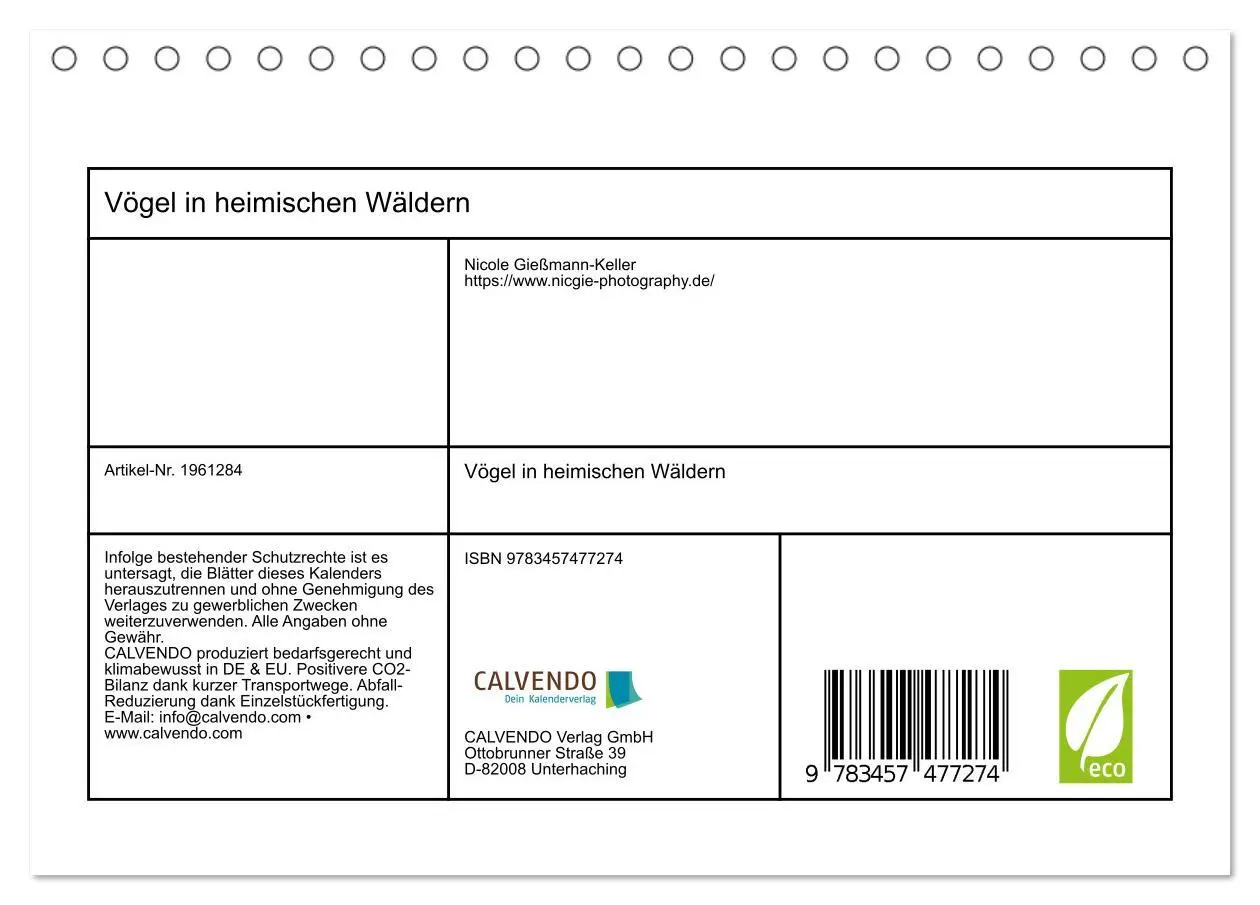 Bild: 9783457477274 | Vögel in heimischen Wäldern (Tischkalender 2026 DIN A5 quer),...