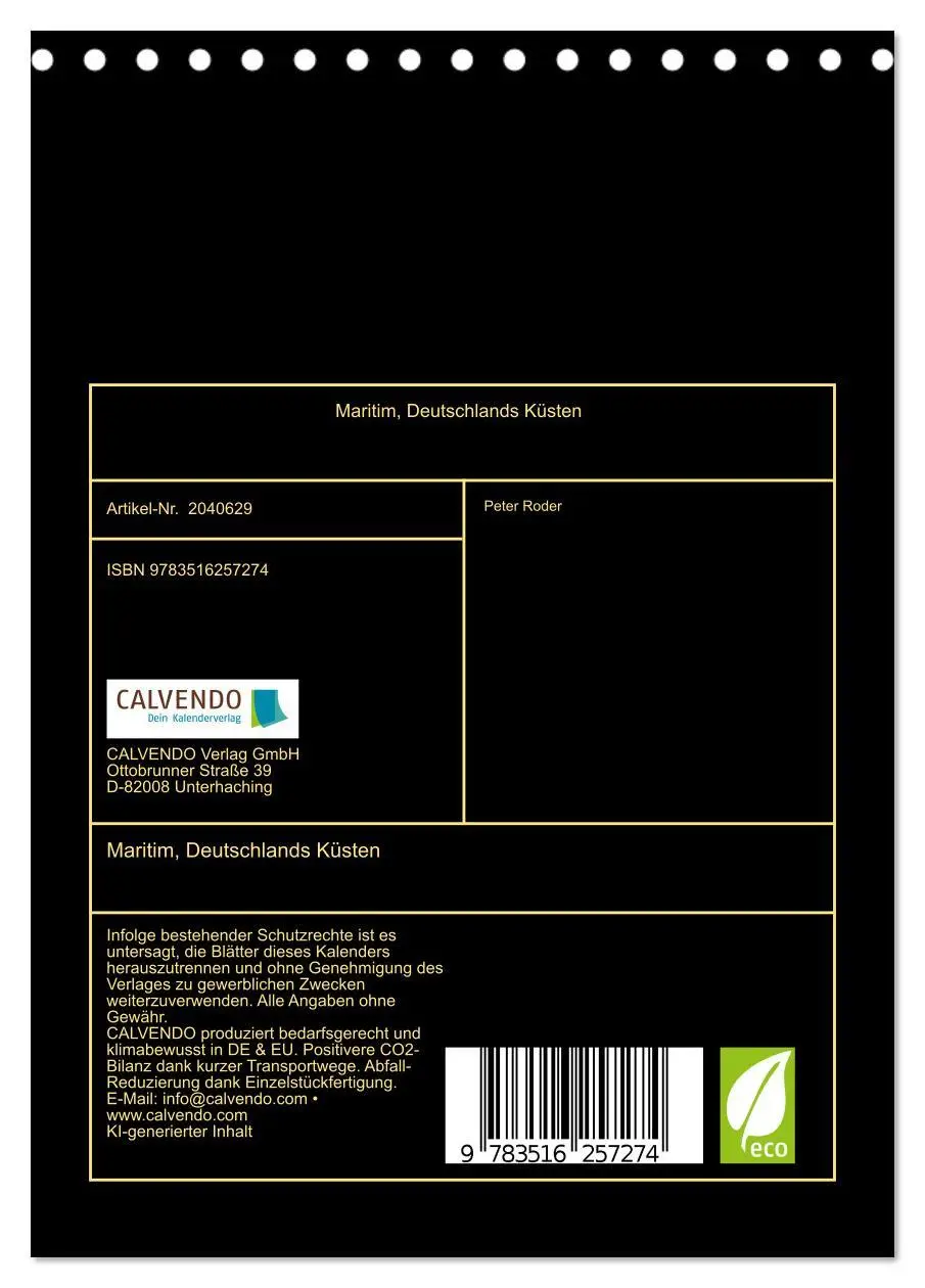 Bild: 9783516257274 | Maritim, Deutschlands Küsten (Tischkalender 2026 DIN A5 hoch),...