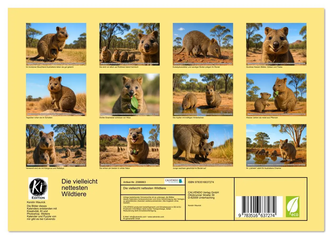 Bild: 9783516637274 | Die vielleicht nettesten Wildtiere (Wandkalender 2026 DIN A4 quer),...