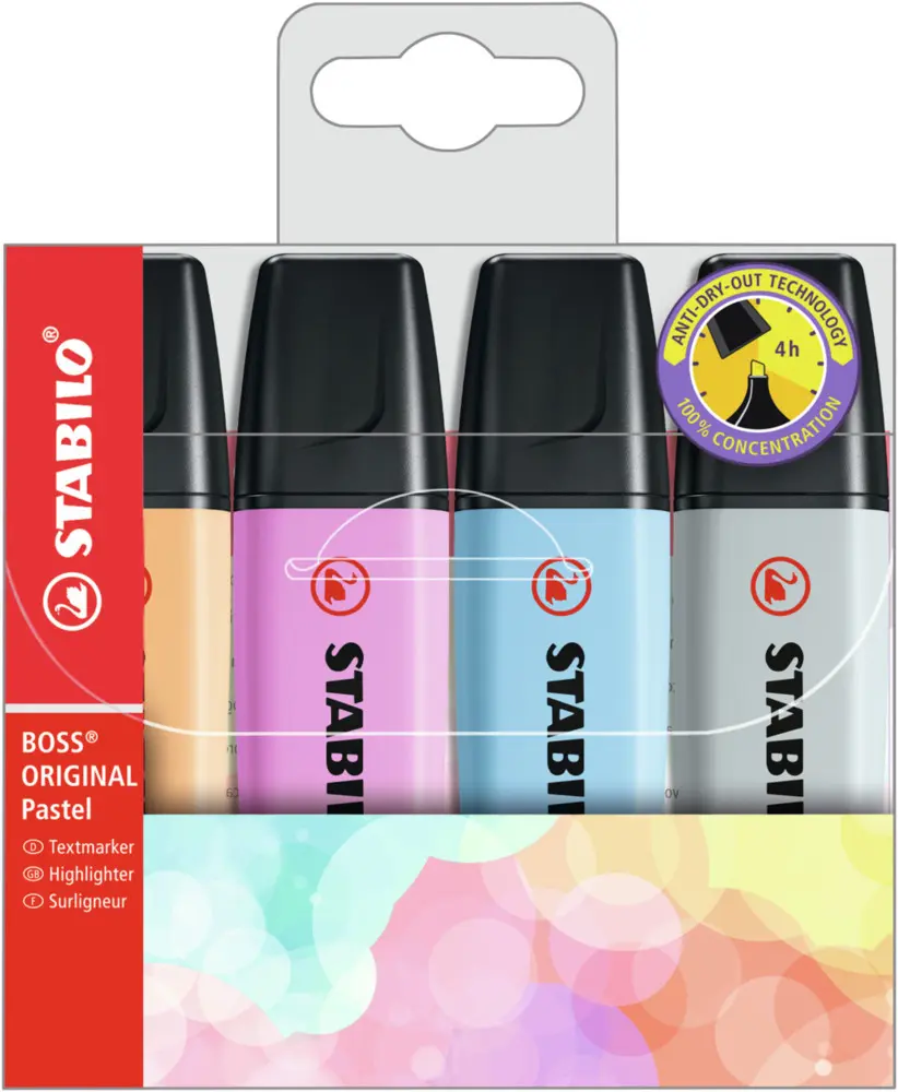 Cover: 4006381567374 | Textmarker - STABILO BOSS ORIGINAL Pastel - 4er Pack - sanftes...