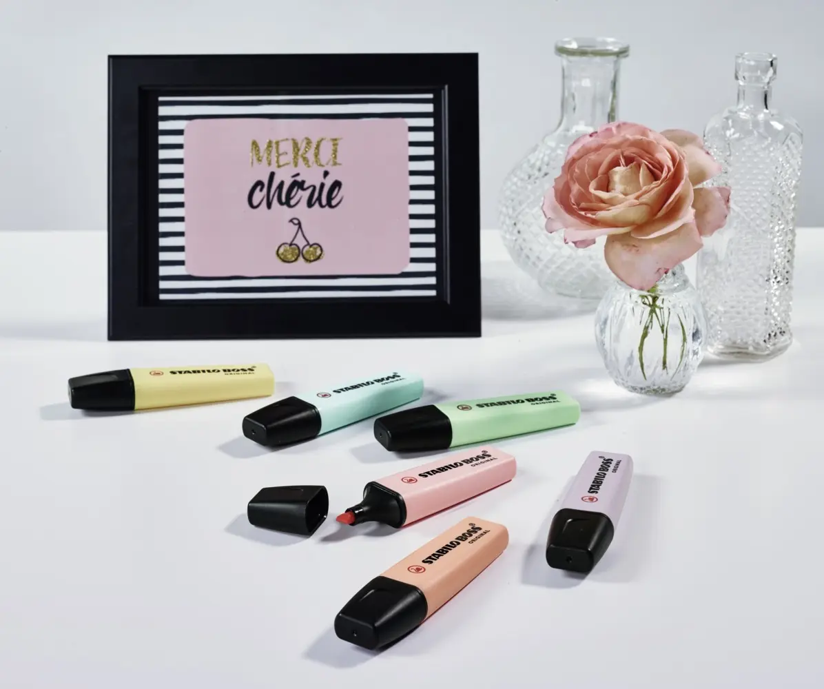 Bild: 4006381567374 | Textmarker - STABILO BOSS ORIGINAL Pastel - 4er Pack - sanftes...