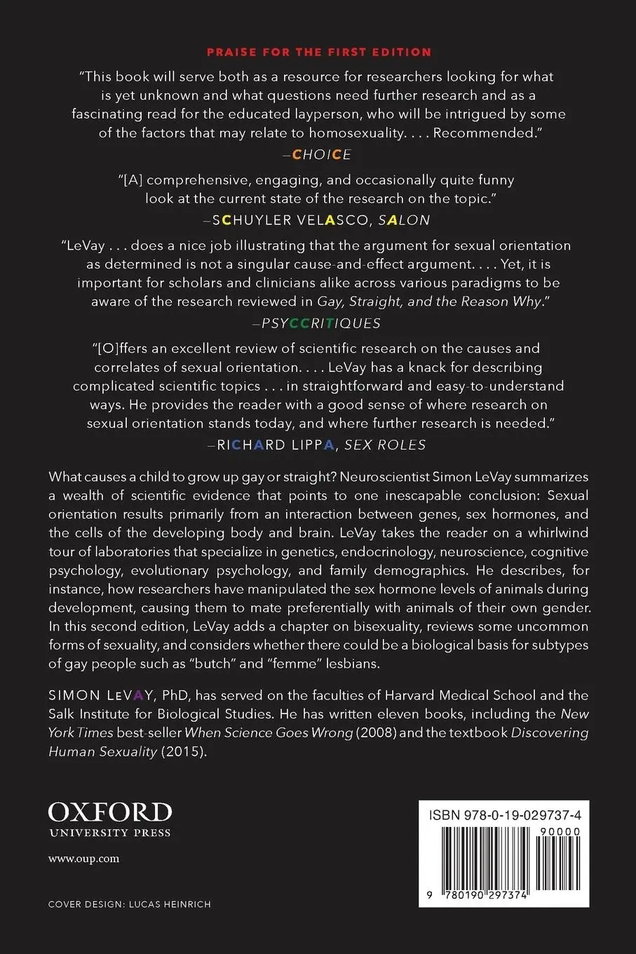 Rückseite: 9780190297374 | Gay, Straight, and the Reason Why | Simon Levay | Taschenbuch | 2016