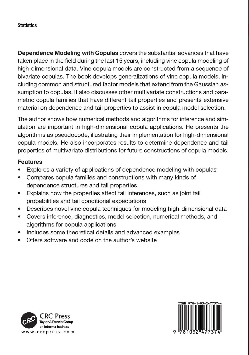 Rückseite: 9781032477374 | Dependence Modeling with Copulas | Harry Joe | Taschenbuch | Englisch