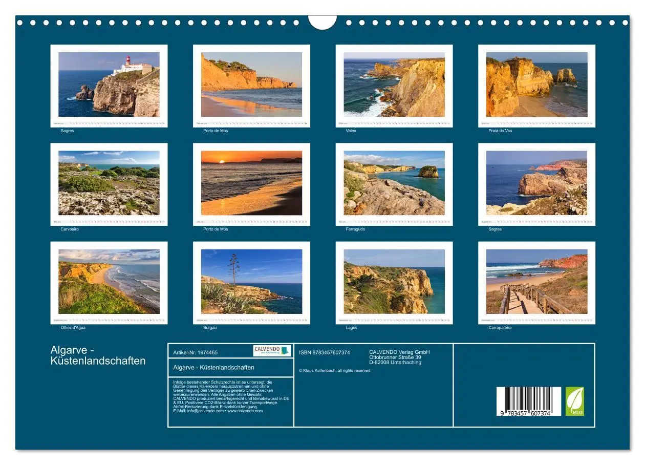 Bild: 9783457607374 | Algarve - Küstenlandschaften (Wandkalender 2026 DIN A3 quer),...