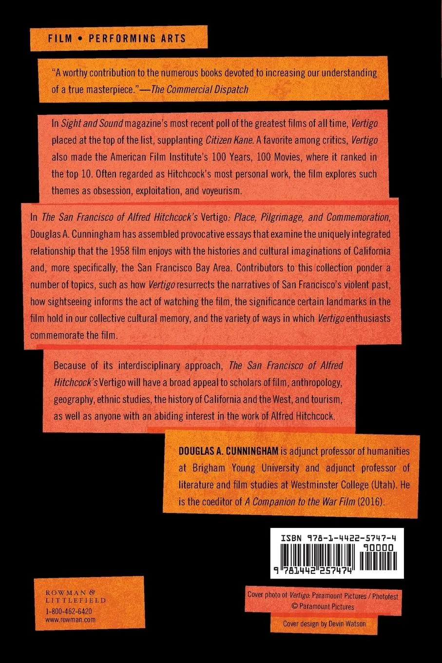 Rückseite: 9781442257474 | The San Francisco of Alfred Hitchcock's Vertigo | Cunningham | Buch
