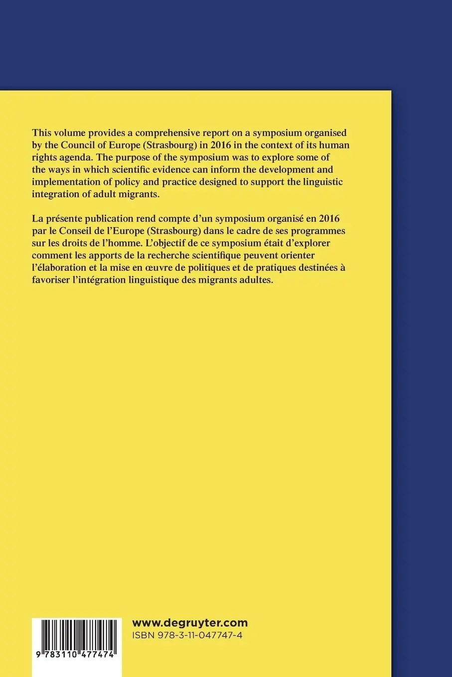 Rückseite: 9783110477474 | The Linguistic Integration of Adult Migrants / L'intégration...
