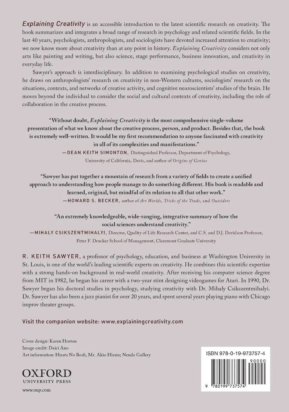 Rückseite: 9780199737574 | Explaining Creativity | The Science of Human Innovation | Sawyer
