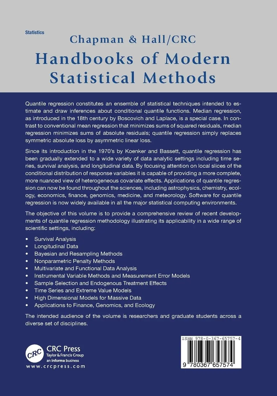 Rückseite: 9780367657574 | Handbook of Quantile Regression | Roger Koenker (u. a.) | Taschenbuch