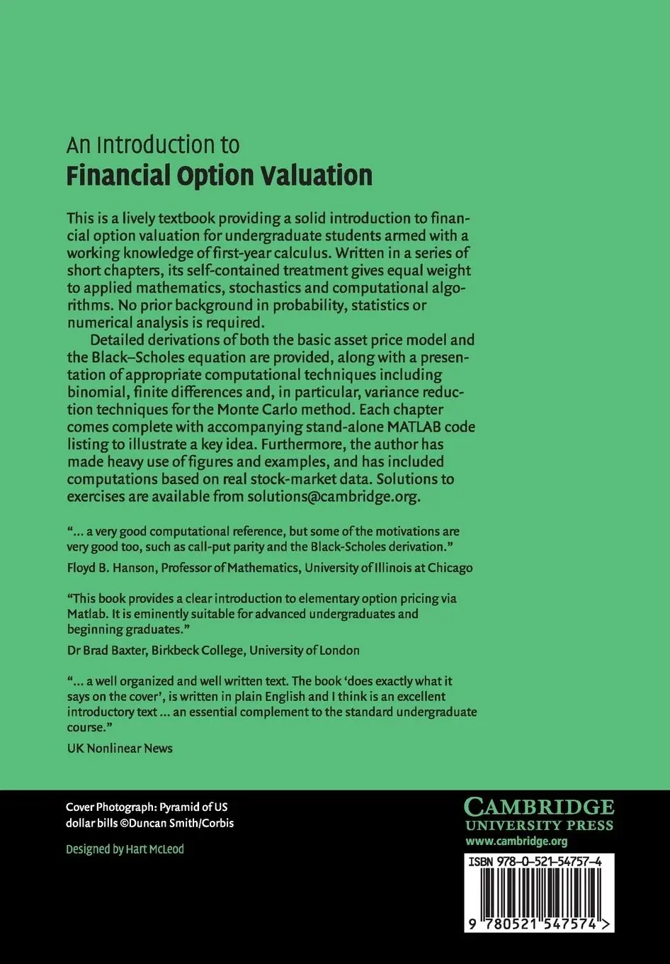 Rückseite: 9780521547574 | An Introduction to Financial Option Valuation | Desmond Higham | Buch